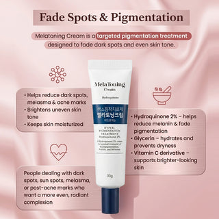 Dong-A Pharm Melatoning Cream 30g – Hydroquinone 2% Skin Brightening & Hyperpigmentation Treatment