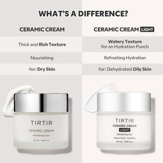 TIRTIR Ceramic Cream Light, 50ml - Lightweight Moisturizer